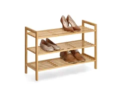 Zeller Schuhregal mit 3 Ablagen Bambus 70 cm x 26 cm x 50 cm