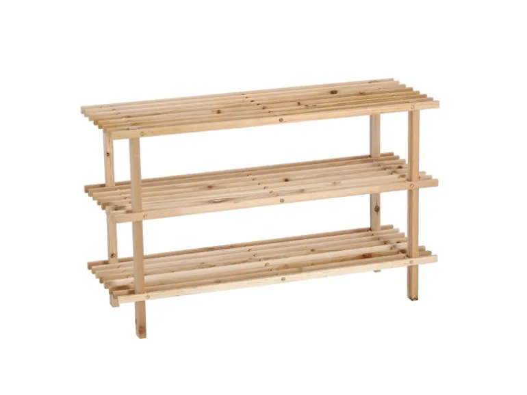 Zeller Schuhregal mit 3 Ablagen 49,5 cm x 26 cm x 80 cm Kiefer