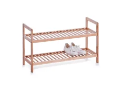 Zeller Schuhregal mit 2 Ablagen Bambus 70 cm x 26 cm x 40 cm