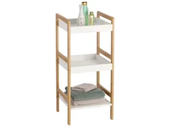 Zeller Standregal mit 3 Ablagen Bambus/MDF 80 cm x 36 cm x 33 cm Weiß