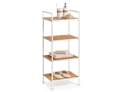 Zeller Standregal mit 4 Ablagen Bambus/Metall 95 cm x 33 cm x 39 cm Weiß